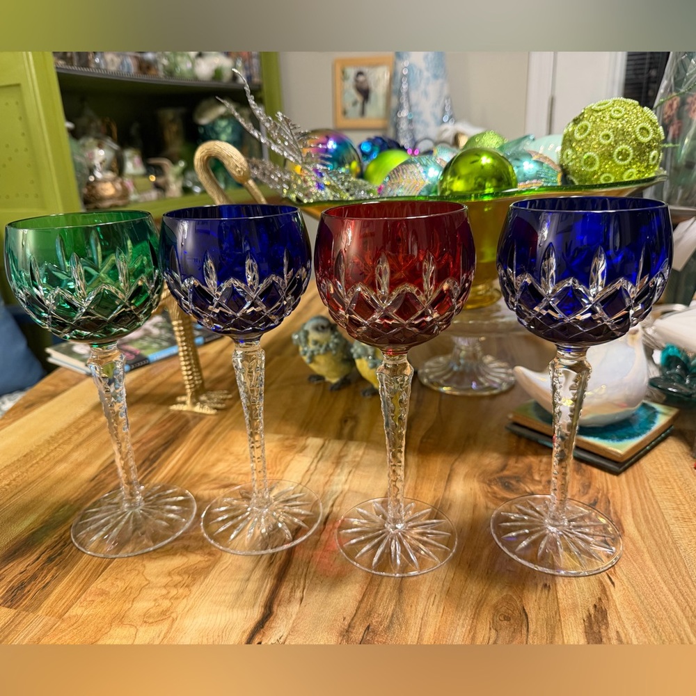 🆕 Ajka Arabella Hand-Cut Hock Crystal Wine Glasses – Set of 4 (Hungary) - Picture 3 of 10